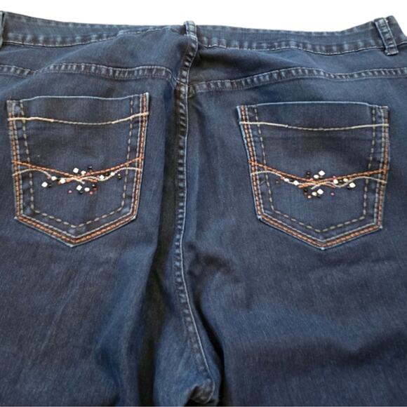 Lane Bryant Dark Wash Embellished Pockets Bootcut Flare Jeans Plus‎ Size 22 - Picture 7 of 11